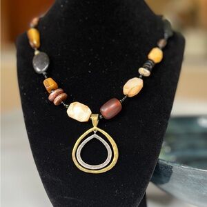 Silpada Gold and Brown Beaded Necklace with Pendant